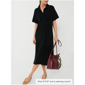 Tuckernuck Black Midi Channing Polo Dress NWT